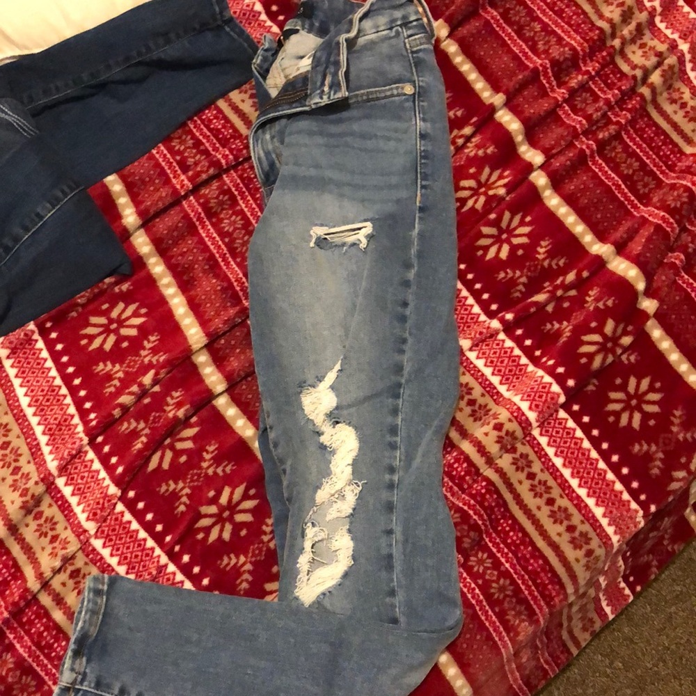 Blue ripped jeans
